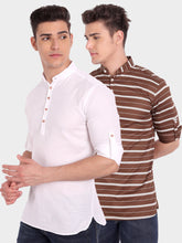 Mens Single Strip Full Sleeve Kurta (Pack 2)